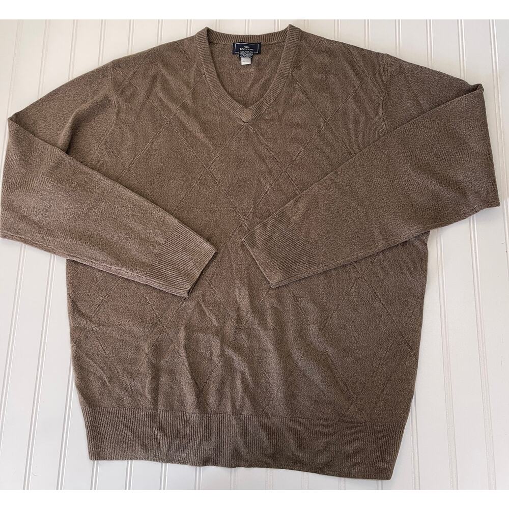 Dockers V Neck Sweater Brown Preppy Casual Classic Versatile Size Mens Large